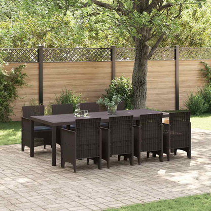 Garten Essgruppe 9 pcs Braun Polt Rattan