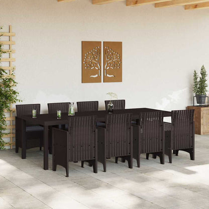 Garten Essgruppe 9 pcs Braun Polt Rattan
