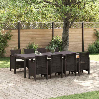 Garten Essgruppe 9 pcs Braun Polt Rattan