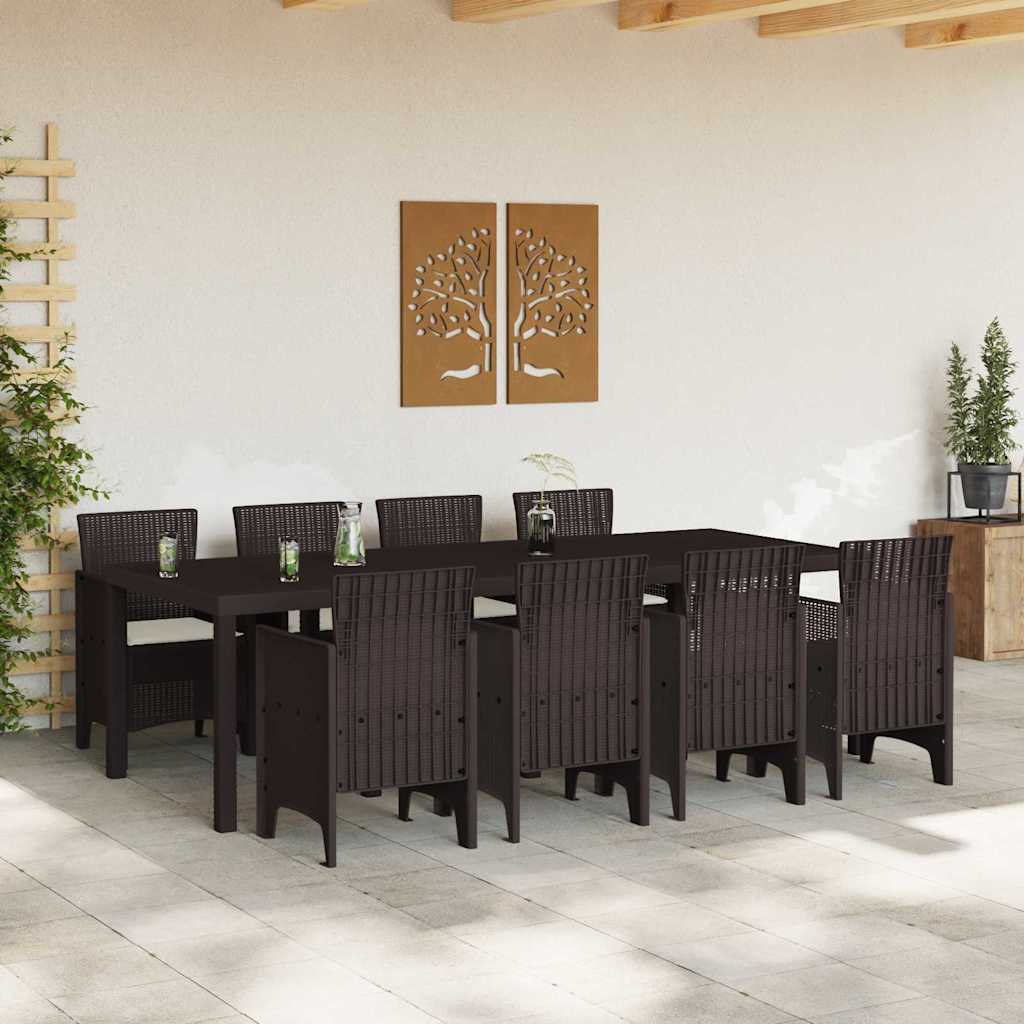 Garten Essgruppe 9 pcs Braun Polt Rattan