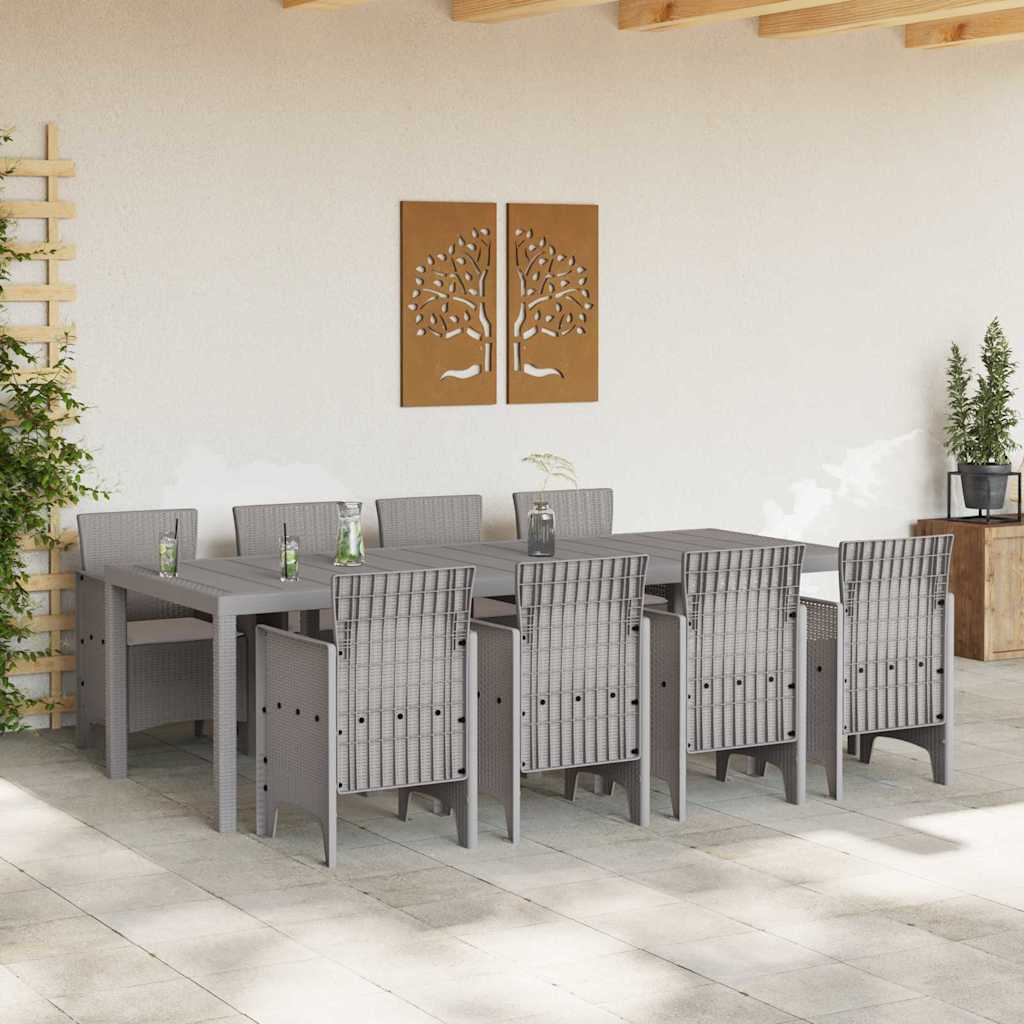 Garten Essgruppe 9 pcs Weiß Polt Rattan