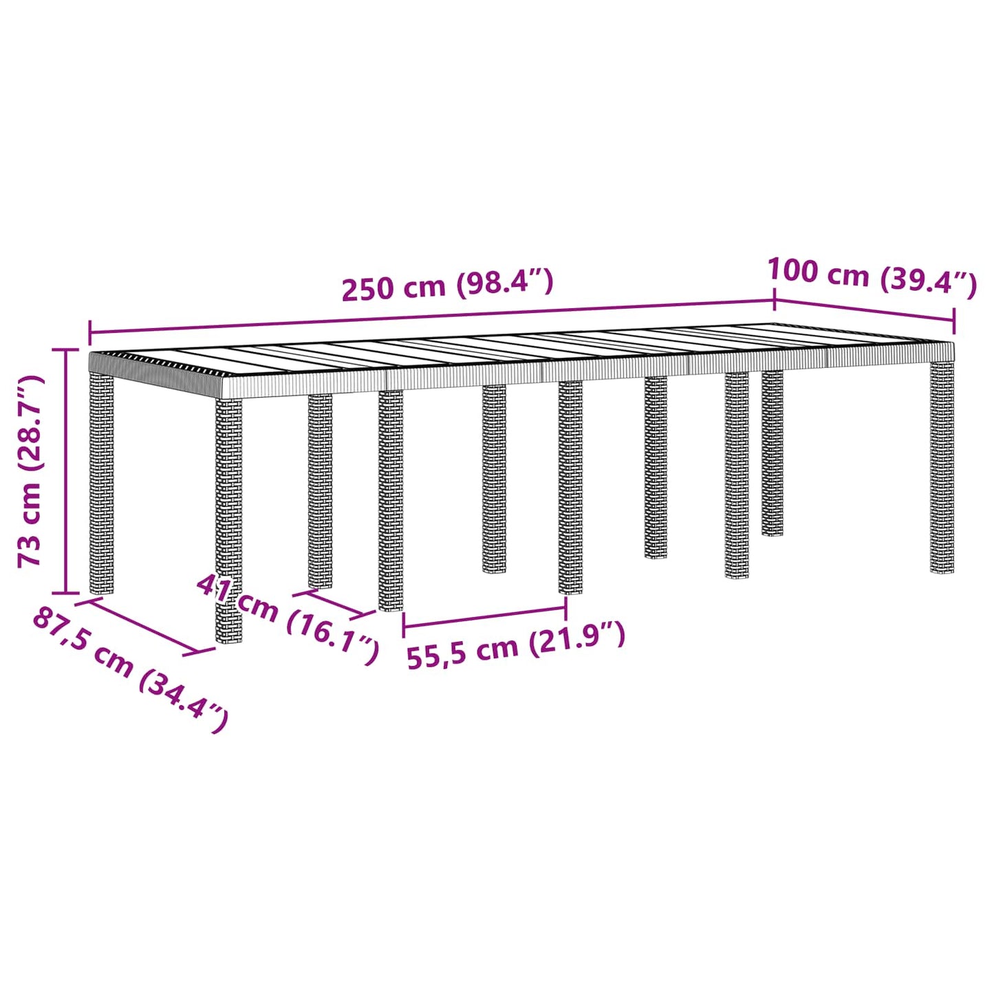 Garten Essgruppe 9 pcs Weiß Polt Rattan