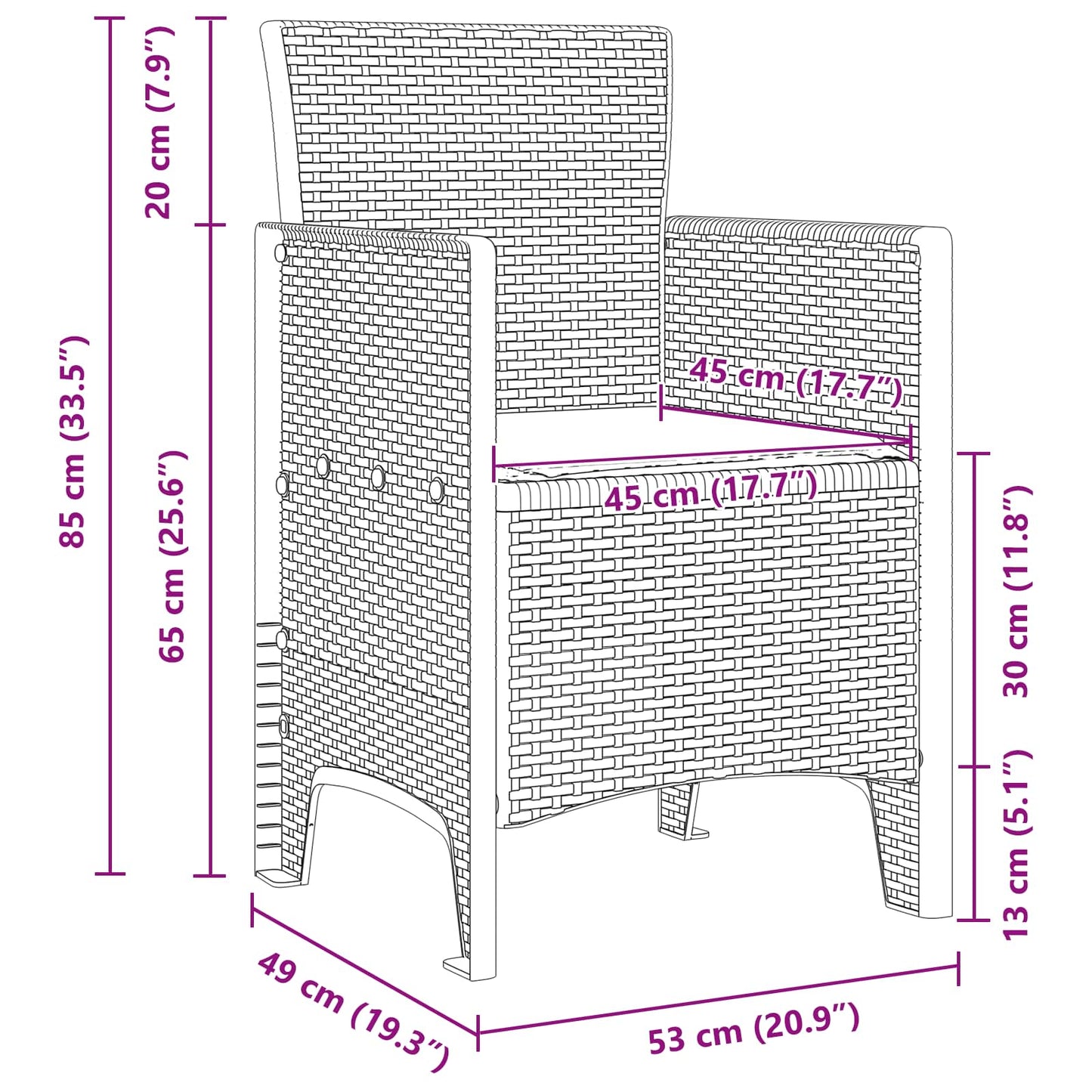 Garten Essgruppe 9 pcs Weiß Polt Rattan