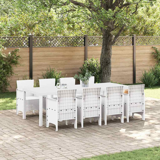 Garten Essgruppe 9 pcs Hellgrau Polt Rattan