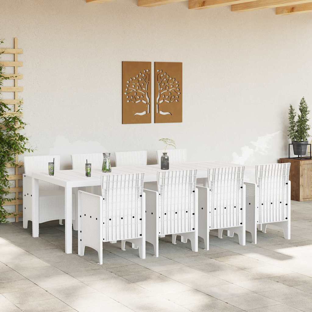 Garten Essgruppe 9 pcs Hellgrau Polt Rattan