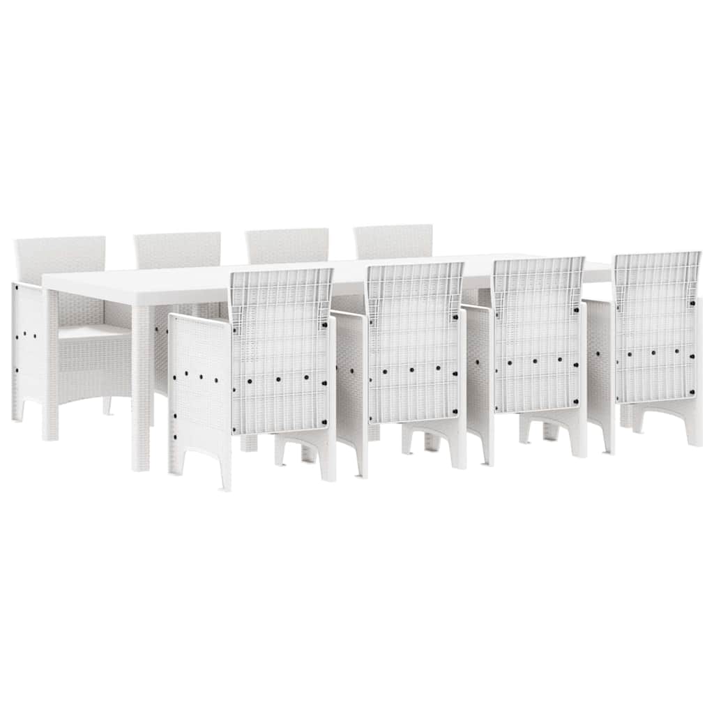 Garten Essgruppe 9 pcs Hellgrau Polt Rattan