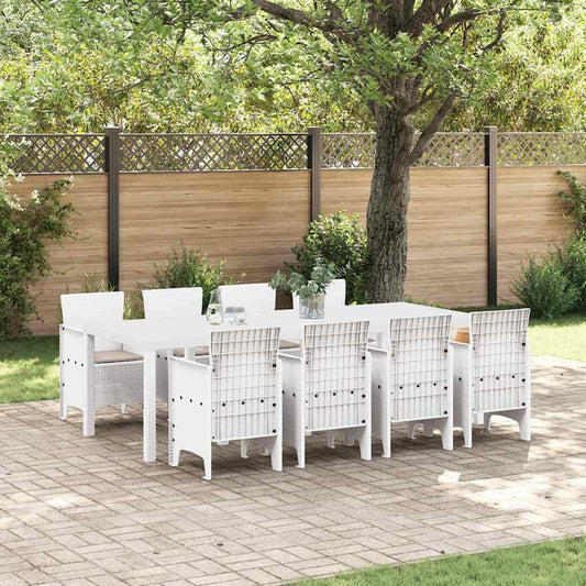 Garten Essgruppe 9 pcs Hellgrau Polt Rattan