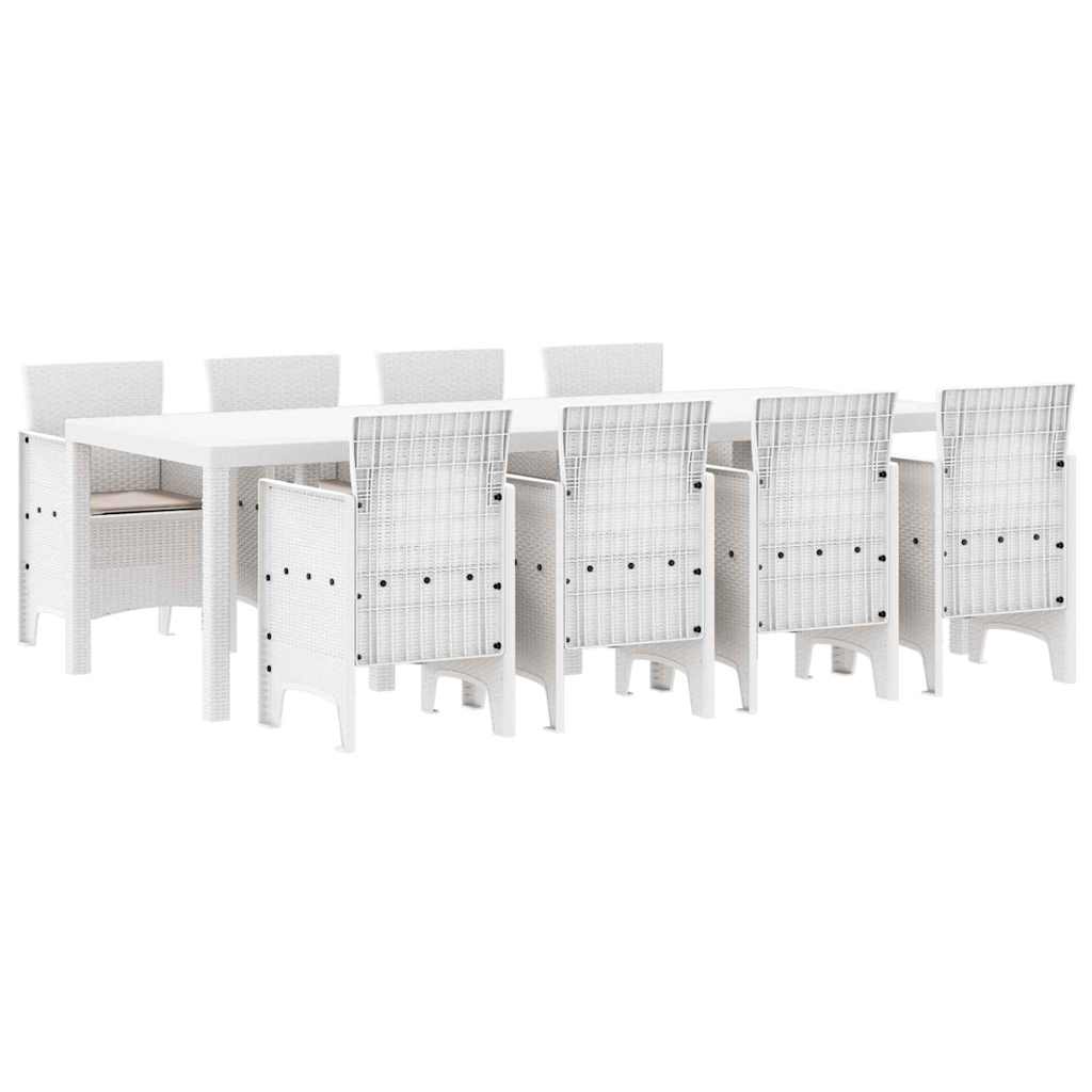 Garten Essgruppe 9 pcs Hellgrau Polt Rattan