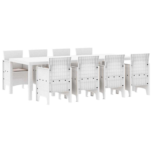 Garten Essgruppe 9 pcs Hellgrau Polt Rattan