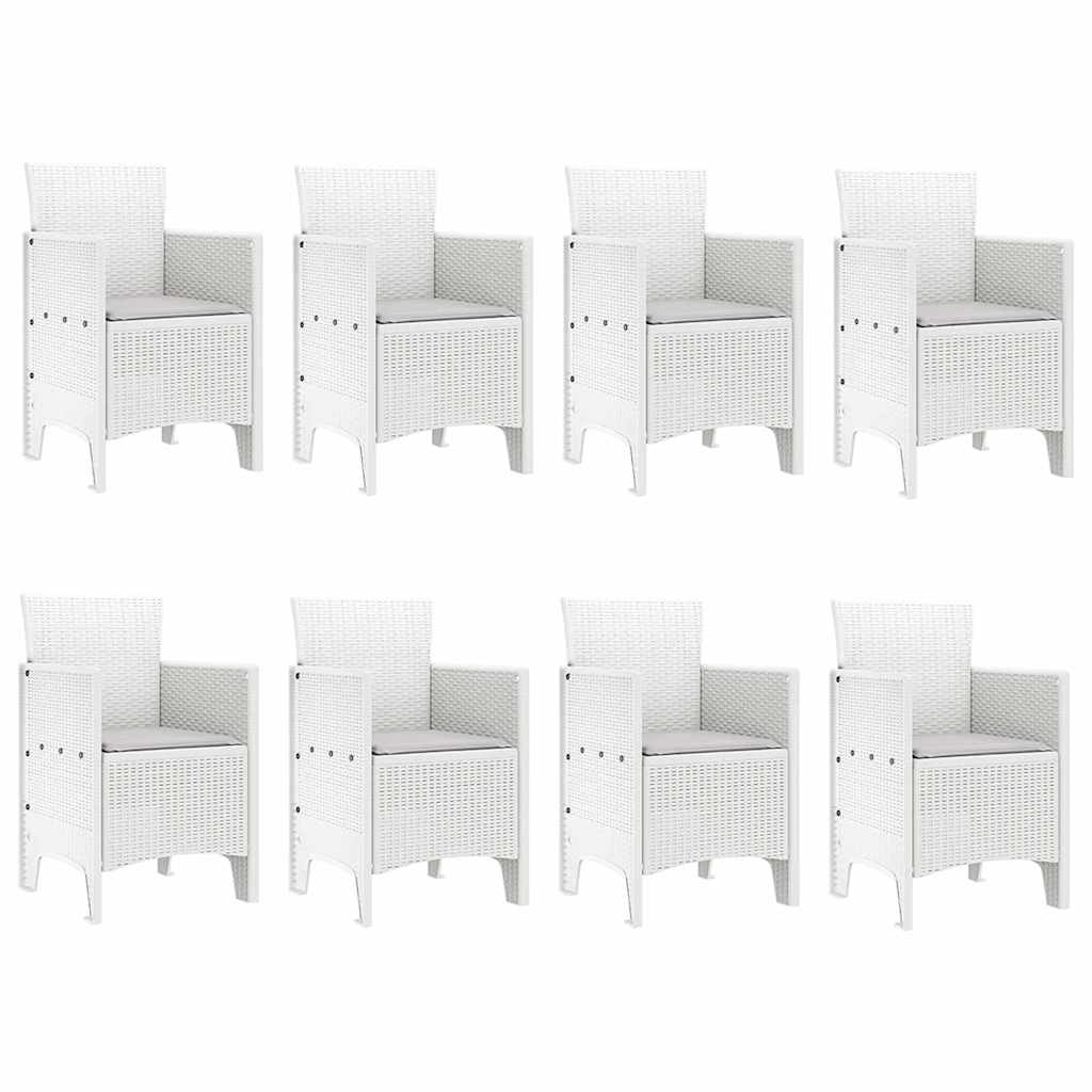 Garten Essgruppe 9 pcs Hellgrau Polt Rattan