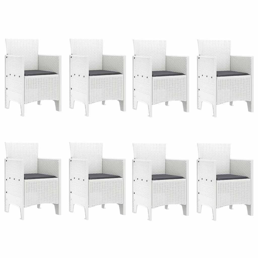 Garten Essgruppe 9 pcs Hellgrau Polt Rattan