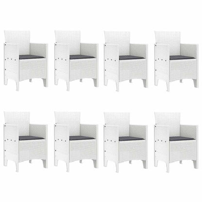 Garten Essgruppe 9 pcs Hellgrau Polt Rattan