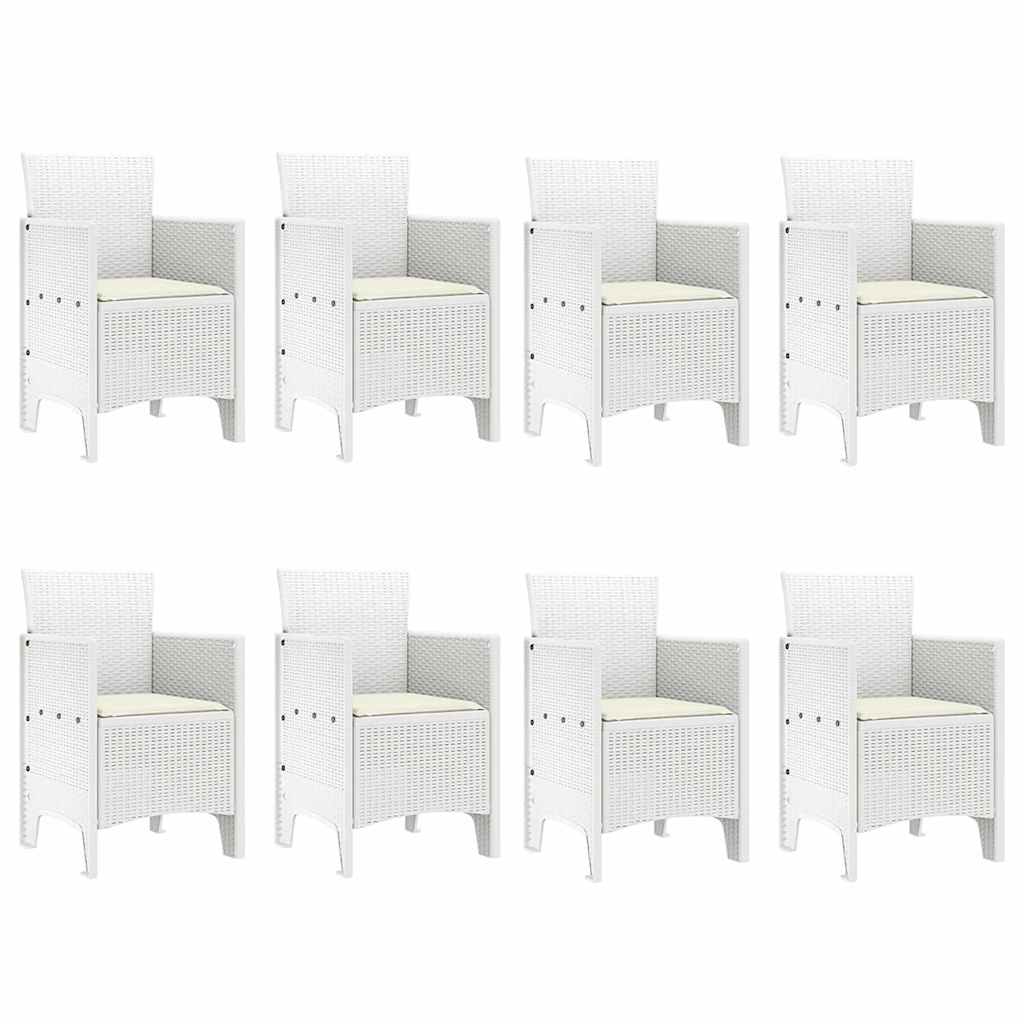 Garten Essgruppe 9 pcs Hellgrau Polt Rattan