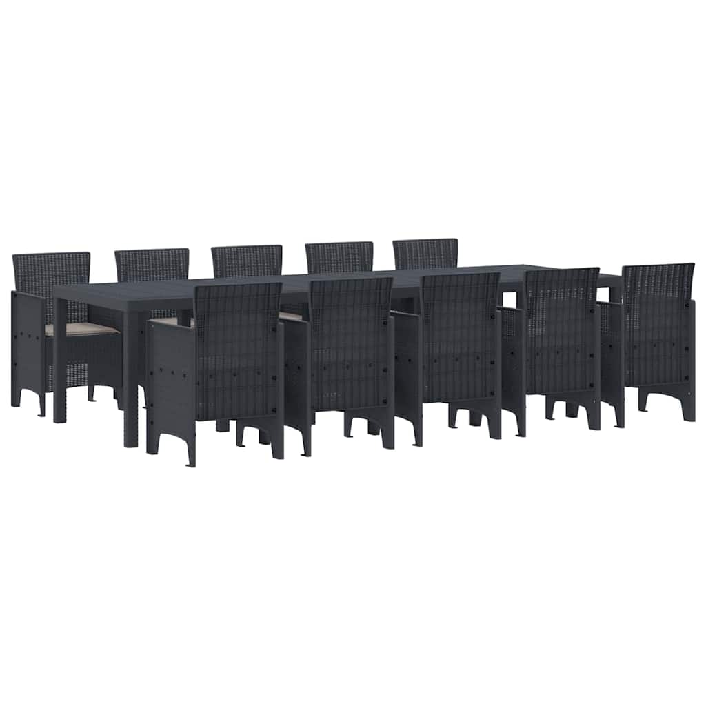 Garten Essgruppe mit Kissen 11 pcs Anthrazit Poly Rattan