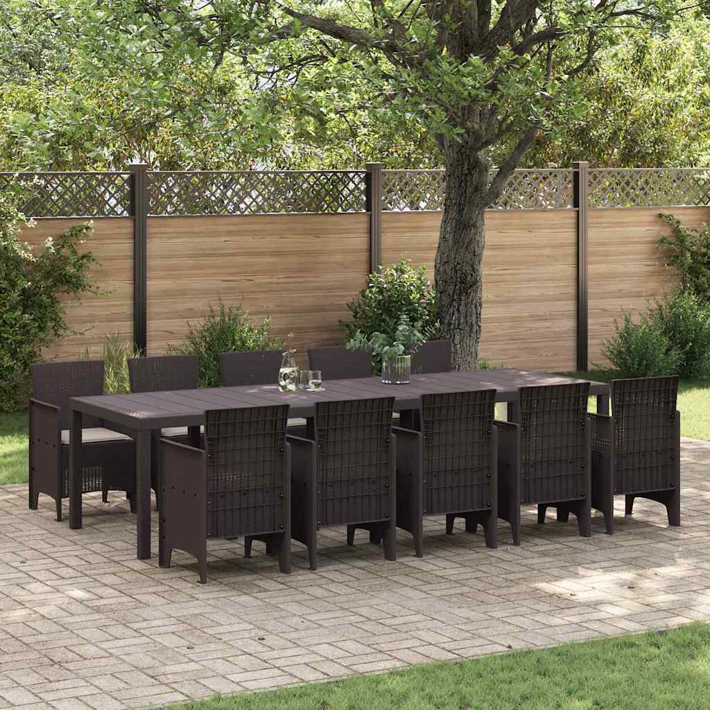 Garten Essgruppe mit Kissen 11 pcs Braun und Taupe Poly Rattan