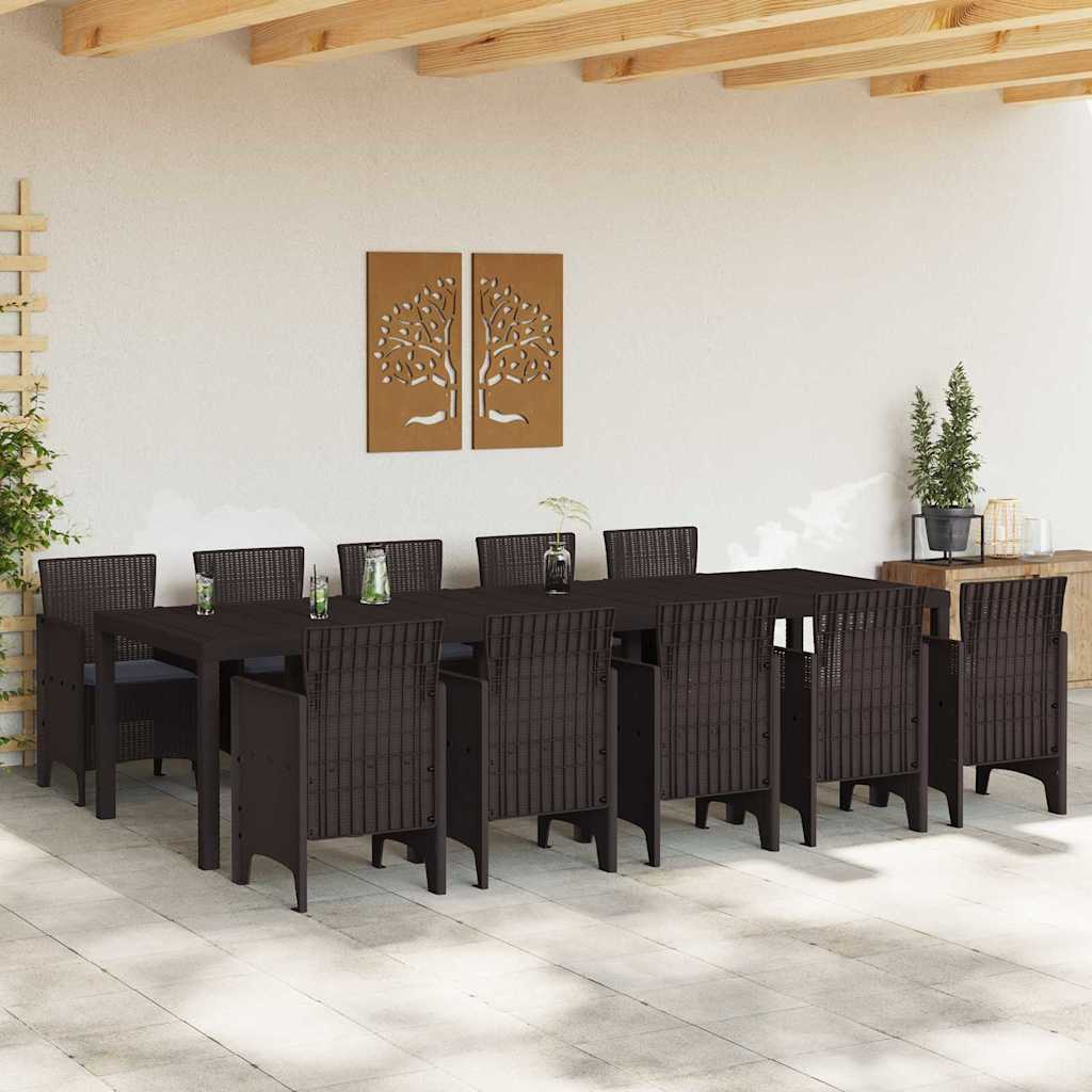Garten Essgruppe mit Kissen 11 pcs Braun und Anthrazit Rattan