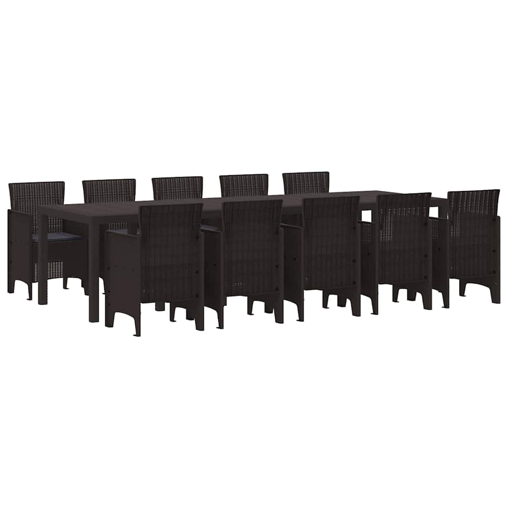 Garten Essgruppe mit Kissen 11 pcs Braun und Anthrazit Rattan