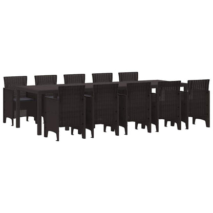 Garten Essgruppe mit Kissen 11 pcs Braun und Anthrazit Rattan