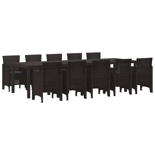 Garten Essgruppe mit Kissen 11 pcs Braun und Anthrazit Rattan