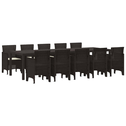 Garten Essgruppe mit Kissen 11 pcs Braun und Creme Rattan