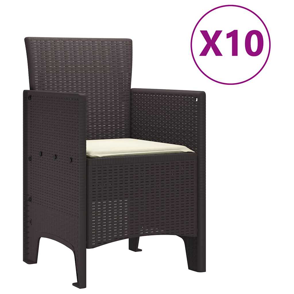 Garten Essgruppe mit Kissen 11 pcs Braun und Creme Rattan