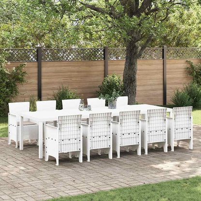 Garten Essgruppe 11 pcs Weiß und Taupe Kunststoff-Rattan