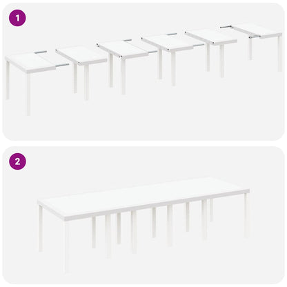 Garten Essgruppe 11 pcs Weiß und Taupe Kunststoff-Rattan