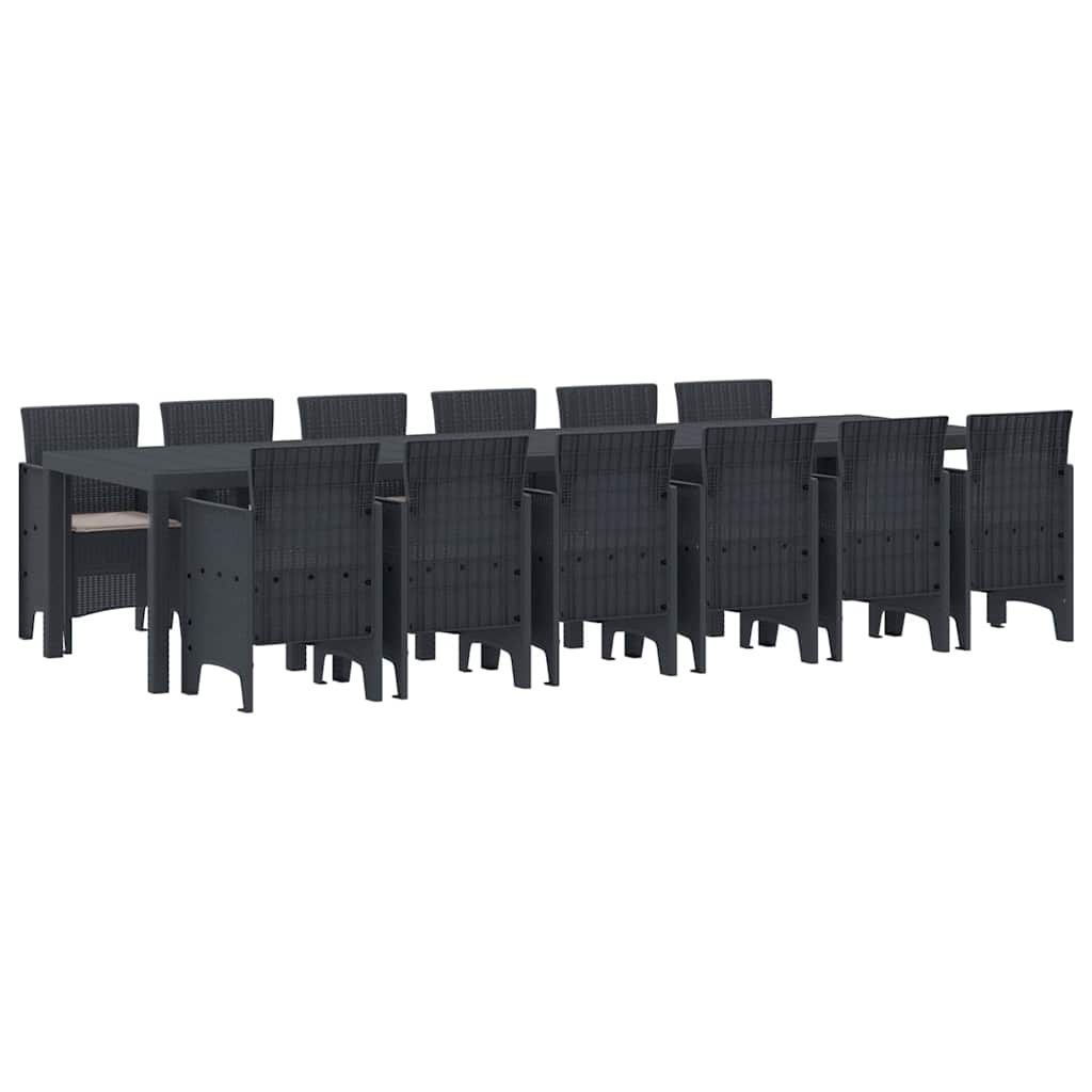 Garten Essgruppe 13 pcs Anthrazit Polt Rattan