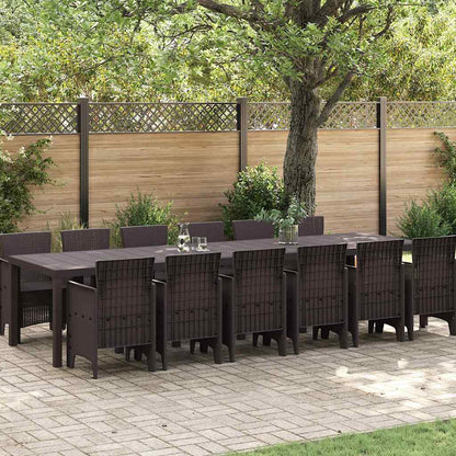 Garten Essgruppe 13 pcs Braun Polt Rattan