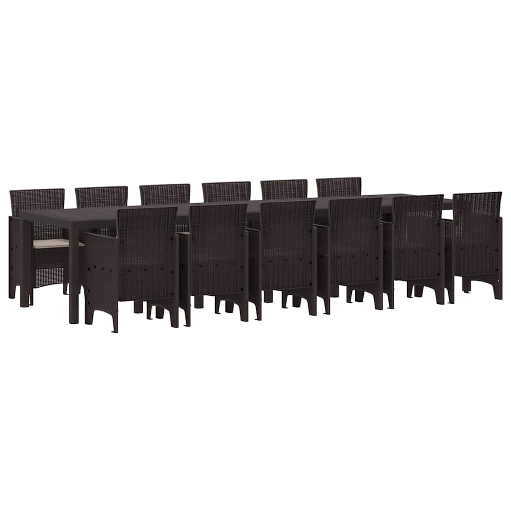 Garten Essgruppe 13 pcs Braun Polt Rattan