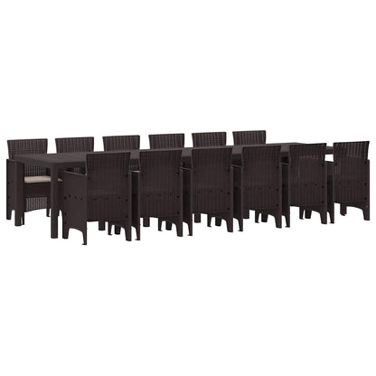 Garten Essgruppe 13 pcs Braun Polt Rattan