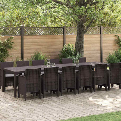 Garten Essgruppe 13 pcs Braun Polt Rattan