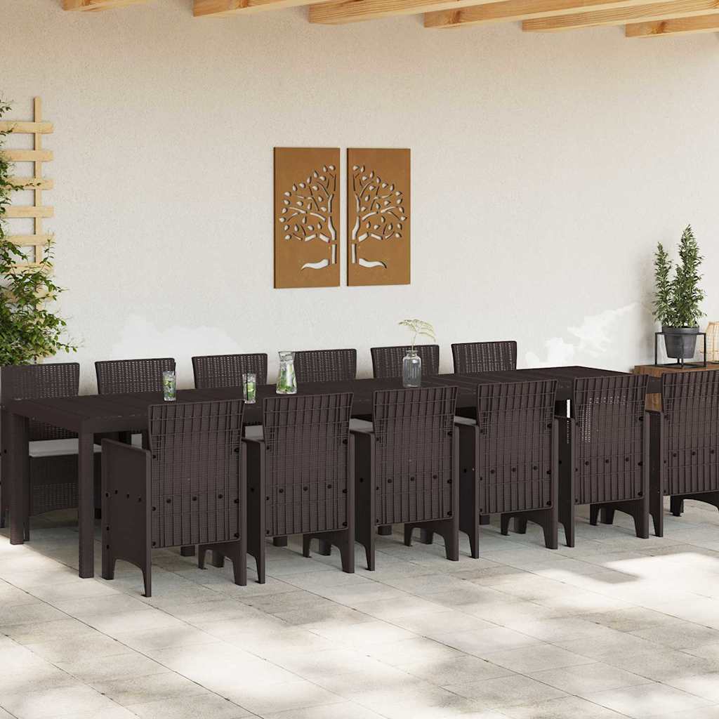 Garten Essgruppe 13 pcs Braun Polt Rattan