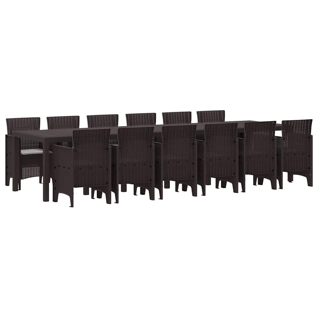 Garten Essgruppe 13 pcs Braun Polt Rattan