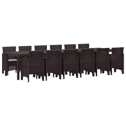 Garten Essgruppe 13 pcs Braun Polt Rattan