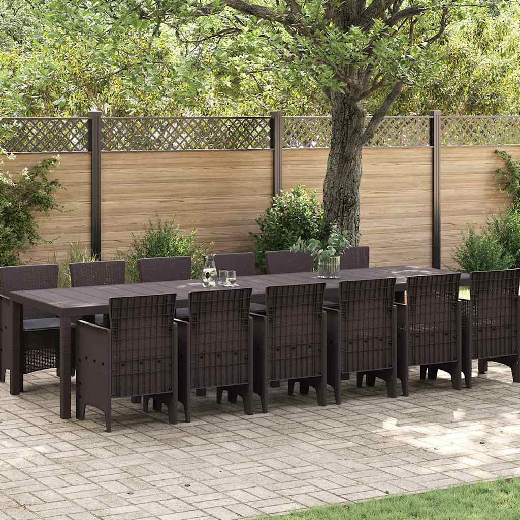 Garten Essgruppe 13 pcs Braun Polt Rattan