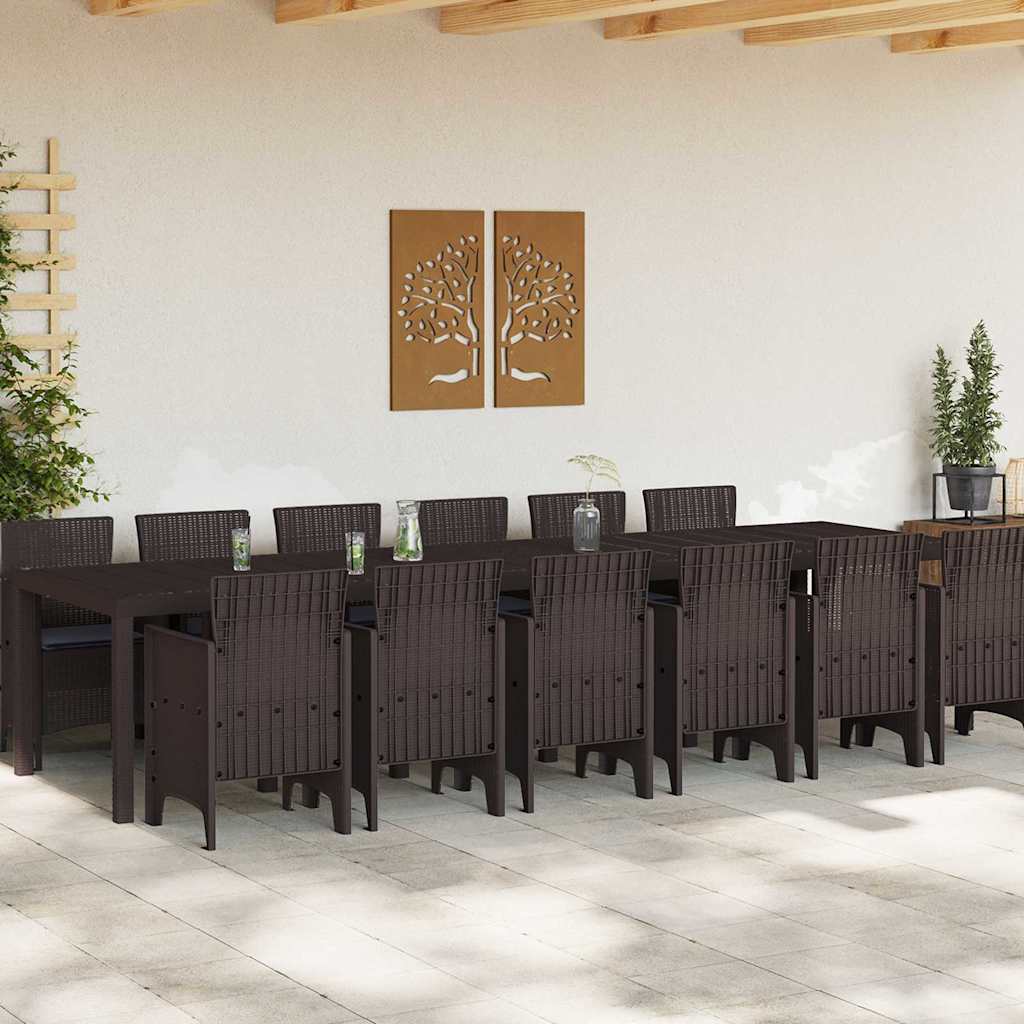 Garten Essgruppe 13 pcs Braun Polt Rattan