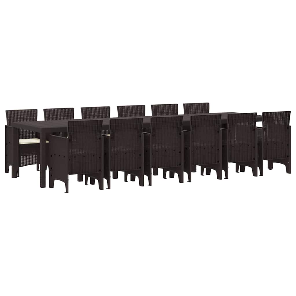 Garten Essgruppe 13 pcs Braun Polt Rattan
