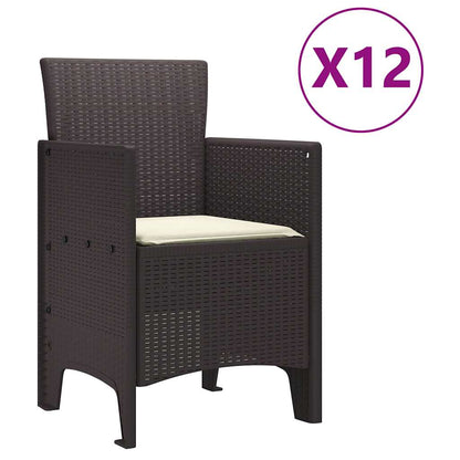 Garten Essgruppe 13 pcs Braun Polt Rattan