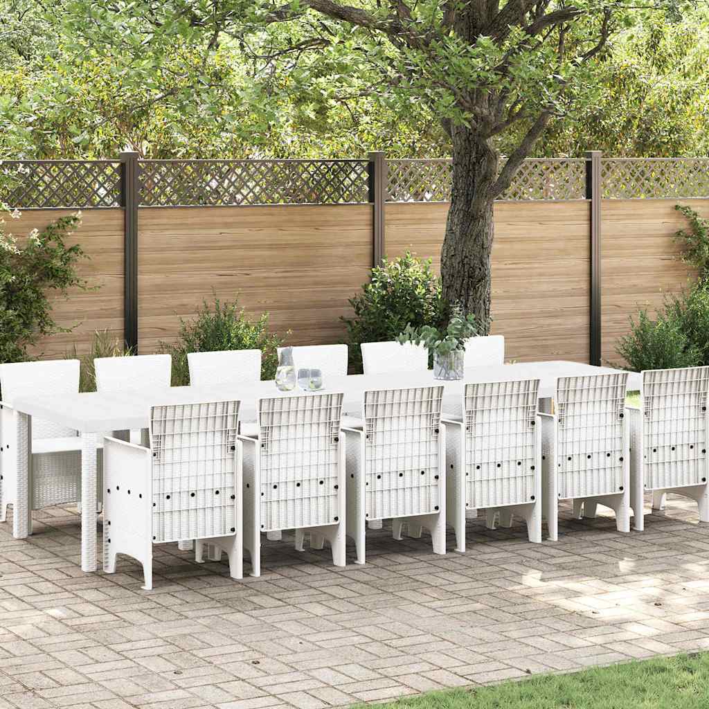 Garten Essgruppe 13 pcs Weiß Polt Rattan