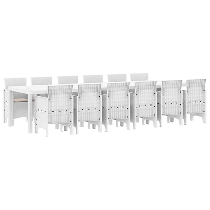 Garten Essgruppe 13 pcs Weiß Polt Rattan