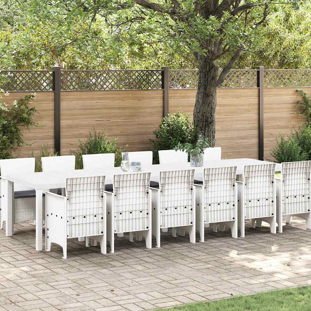Garten Essgruppe 13 pcs Weiß Polt Rattan