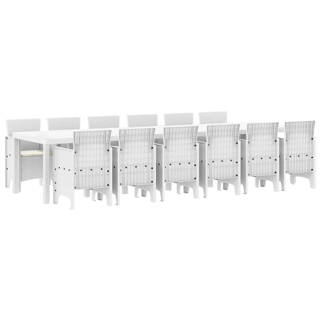 Garten Essgruppe 13 pcs Weiß Polt Rattan