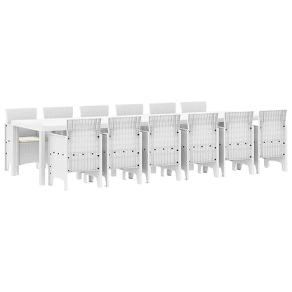 Garten Essgruppe 13 pcs Weiß Polt Rattan