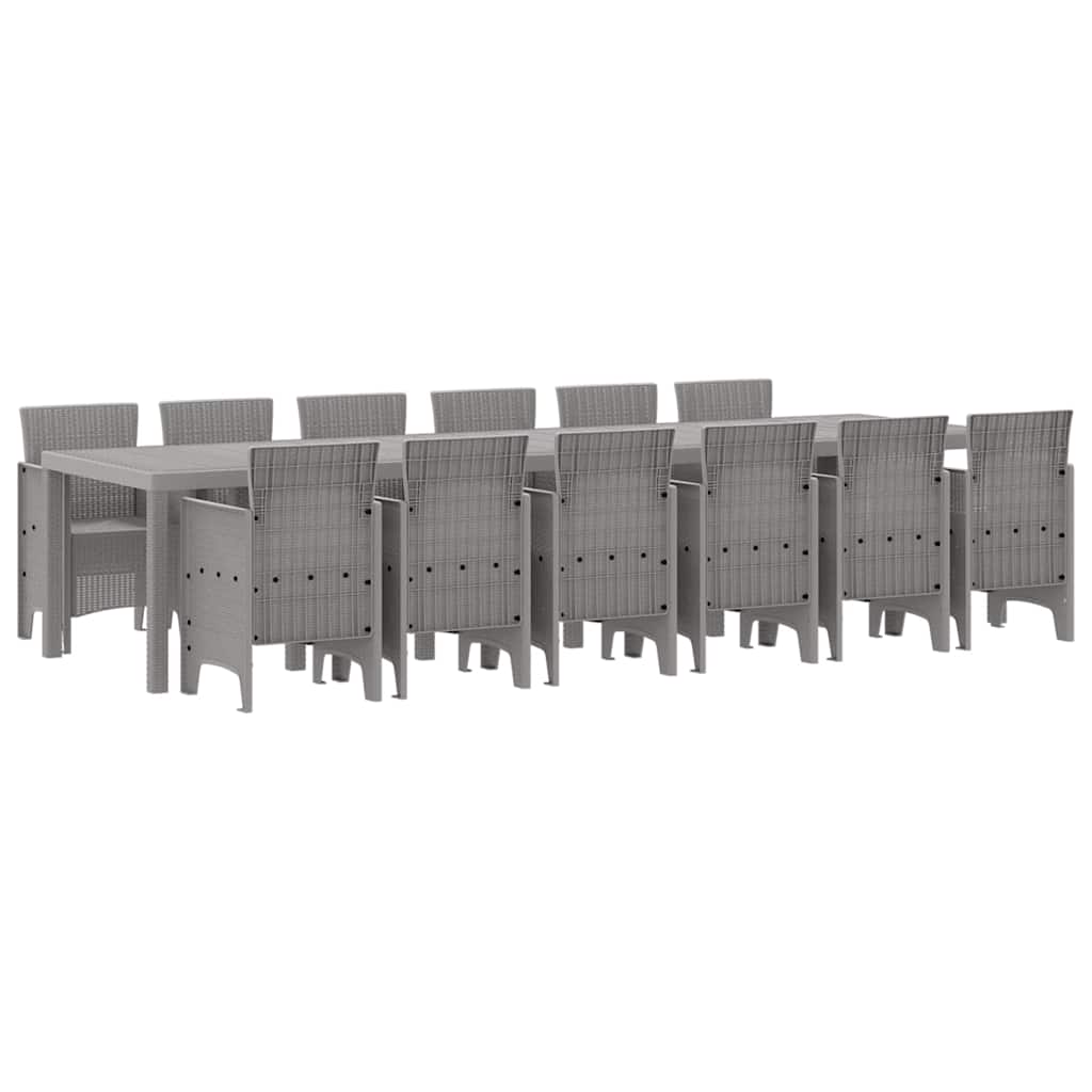 Garten Essgruppe 13 pcs Hellgrau Polt Rattan