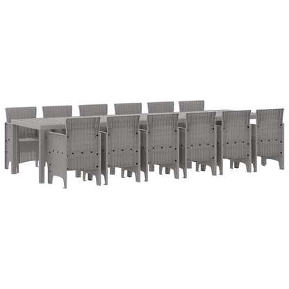 Garten Essgruppe 13 pcs Hellgrau Polt Rattan