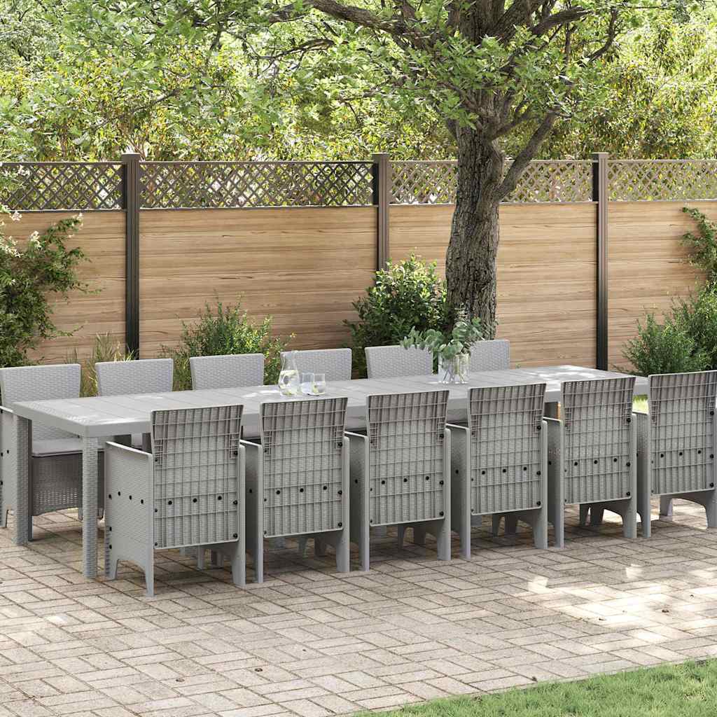 Garten Essgruppe 13 pcs Hellgrau Polt Rattan