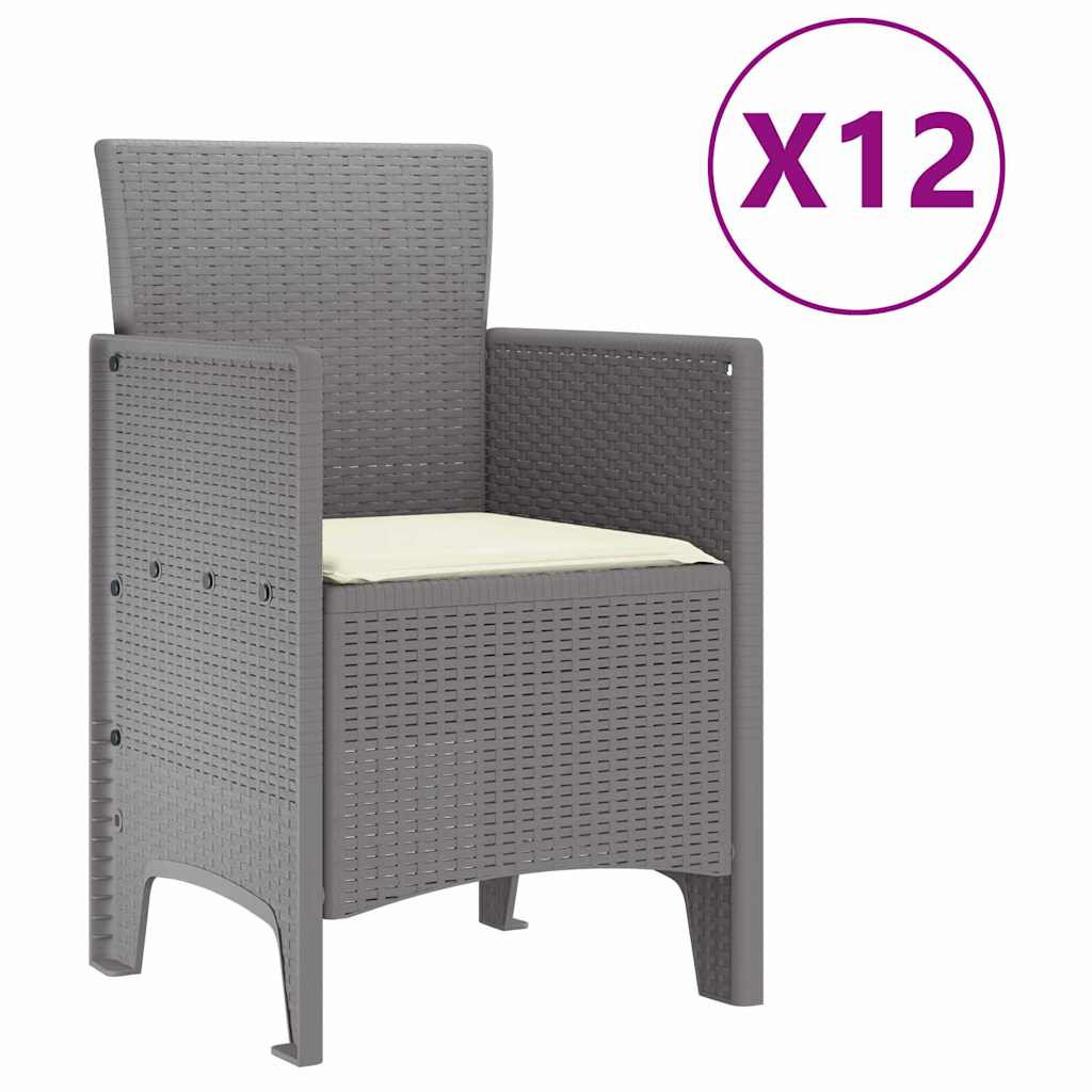 Garten Essgruppe 13 pcs Hellgrau Polt Rattan