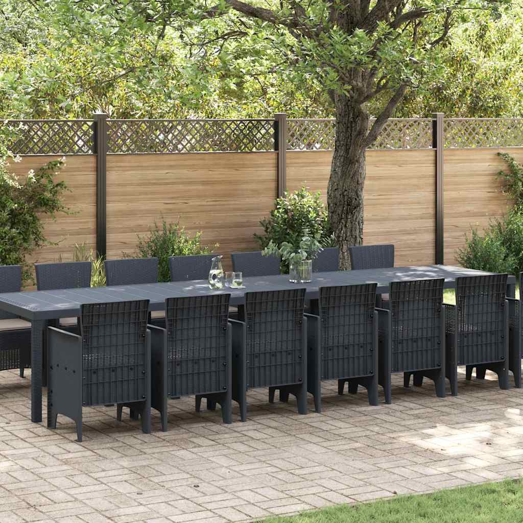 Garten Essgruppe 15 pcs Anthrazit Polt Rattan