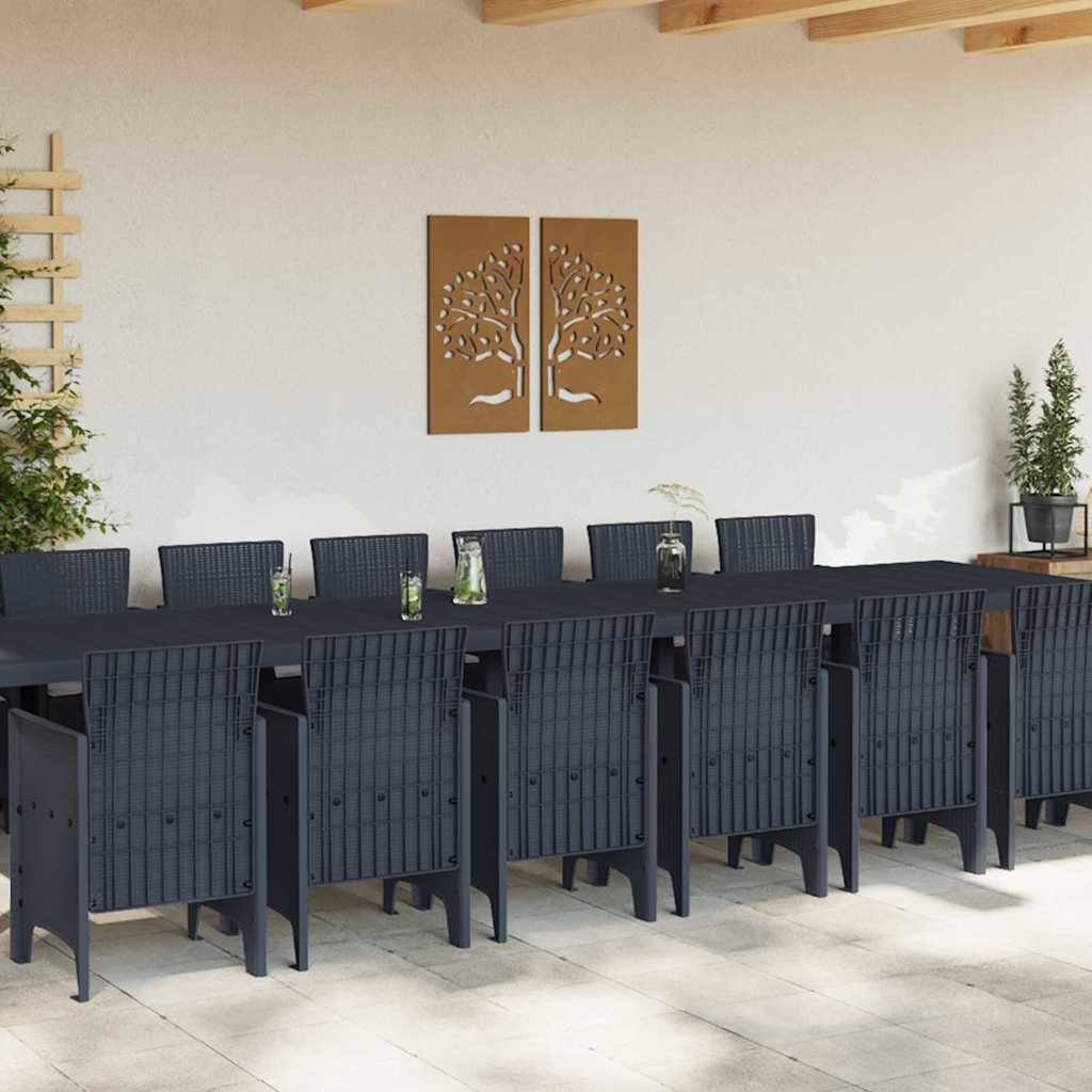 Garten Essgruppe 15 pcs Anthrazit Polt Rattan